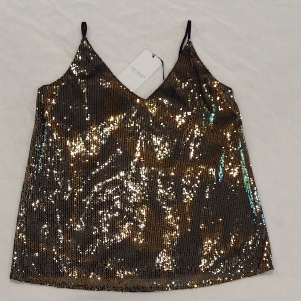 Scotch & Soda Gold Sequin Tank Top NWT Size XS